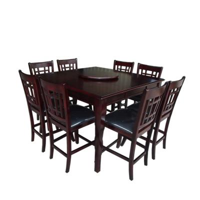 China Simple design durable wooden square dining table set with 6 chairs for sale