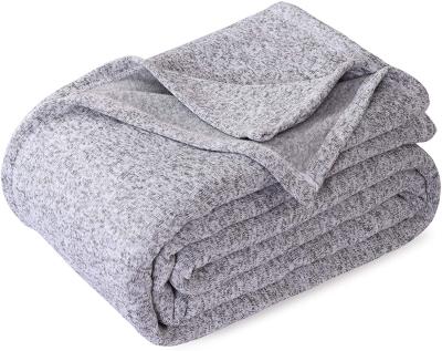 China PORTABLE Summer Knit Lightweight Fuzzy Heather Jersey Comfortable Thin Throw Blanket Soft Breathable Cozy Blanket for sale