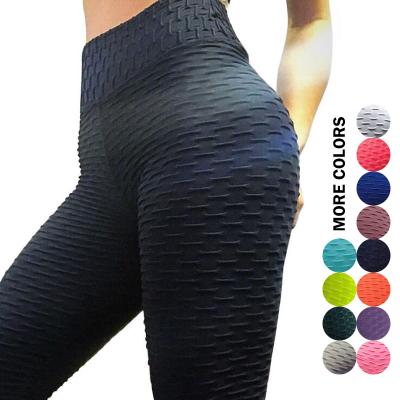 China 2021 Breathable Women's High Waisted Yoga Pants, Bubble Hip Butt Lifting Leggings, Workout Tummy Control Leggings Plaid Style Slit! slot ! for sale