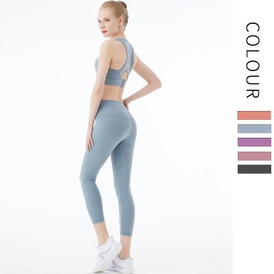 China 2021 Breathable Back Breasted Bra Yoga Underwear Adjustable Quick Dry Sports Suits Fitness Yoga Pants Suit for sale