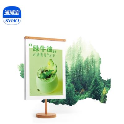 China High Quality Recycled Nature Beech Wood Frame Product Promotion Advertising Banners Board Stand Display For Cafe Shop Menu for sale