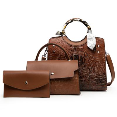 China Fashionable Lady Women Bags High Quality Set Tote Leather Purse Handbag for sale