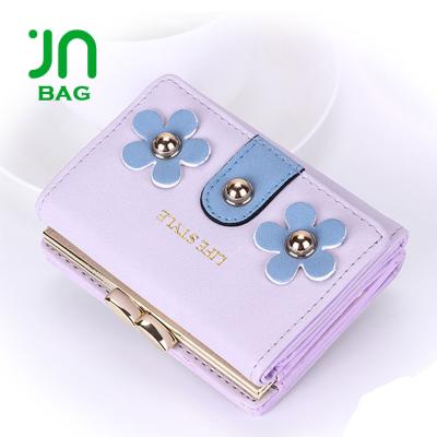 China JIANUO PU Small Girl Wallet Waterproof Leather Purse Bag Small Purple Wallet Women for sale