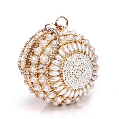 China JIANUO Fashion Ball Shape Beaded Chain Women's Clutch Handbags Clutch Purse New for sale