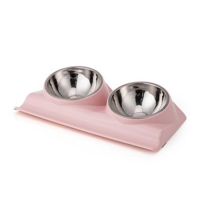 China Viable Wholesale Custom Logo Pet Bowl Plastic Leak-Proof China Double Bowl for sale