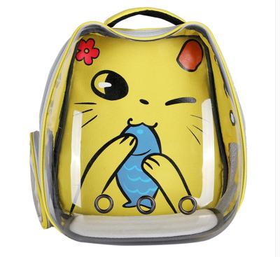 China Breathable Cat Carrier Bag Pet Travel Shoulder Backpack With Waterproof And Transparent Breathable Capsule Cover for sale