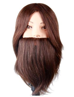 China Silky Straight Wave Mannequin Head With Main Hair Cosmetology Mannequin Male Mannequin Beard For Barber Shops Practice Cutting Styling for sale