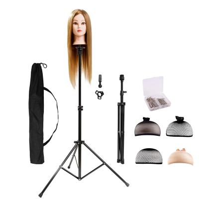 China Wig Making Adjustable Wig Head Stand Holder For Cosmetology Hairdressing Training Practice Wig Stand for sale