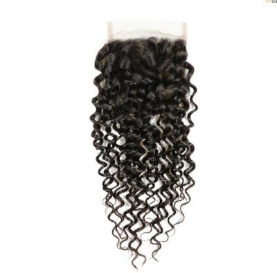 China 100% Brazilian Curly Kinky Curly Human Hair Wigs 4x4 Closure 1B Color Lace Block Hair Wigs for sale