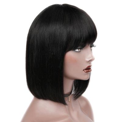 China Glueless Bob Wigs Brazilian Remy Wigs 130% Density Short Straight Machine Made Barely Shedding Wig Thick Smooth Soft Hair for sale