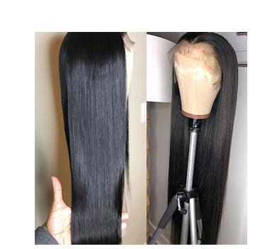 China Silky Straight Wave 150% Glueless 13x4 Density Lace Up Wigs For Black Women Straight Lace Front Wigs Human Hair for sale