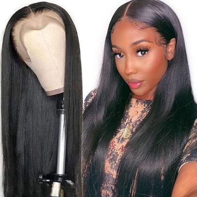 China Deep Wave Swiss Lace Front Human Hair Wig 100% Full Lace Wig 360 Virgin Brazilian Straight Glueless Full Lace Wig for sale