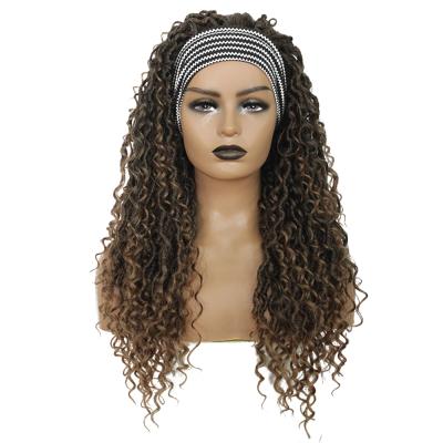 China Trendy Wigs With Braids Headband Wig Braided Wigs With Ombre Hair 26Inch Long Curly Synthetic Braid Wigs for sale