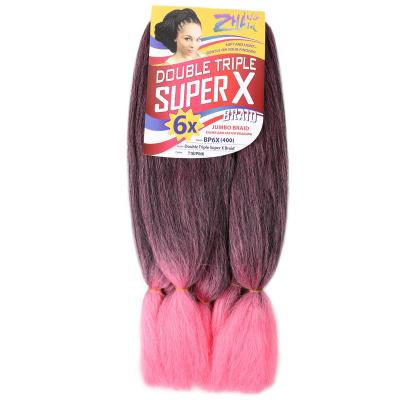 China High Temperature Synthetic Fiber Hair Extensions Double Braid Super Triple X Crochet 24inch 400g 6x Synthetic Super Jumbo Braids Hair for sale