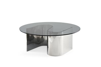 China Modern Coffee Table Stainless Steel Frame With Round Tempered Glass Tabletop Living Room Furniture for sale