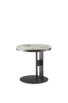 China Modern Ceramic Marble Top Round Sintered Stone Coffee Table Living Room Tea Table for sale