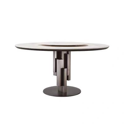 China Modern Round Marble Top Dining Table Luxury Italian Nature Marble Dining Table With Rotating Centre Lazy Susan for sale