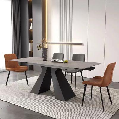 China Italian Luxury Extendable Dining Table Ceramic Dining Table With Steel Frame Base Set Dining Room Furniture for sale