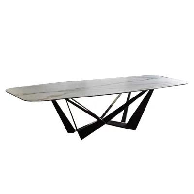 China New Design Minimalist Luxury Dining Tables Steel Table Legs  Dining Table Set For Home Office for sale