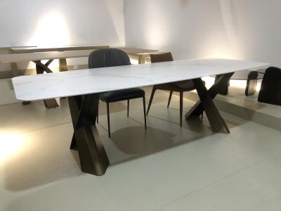 China Luxury Modern Kitchen Dining Tables For 10 People Rectangular Shape Artificial Marble Top Table Set for sale