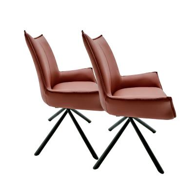 China Wholesale 360 Degree Pu Leather Swivel Dining Chair Modern Design Office Chair With Black Metal Legs for sale