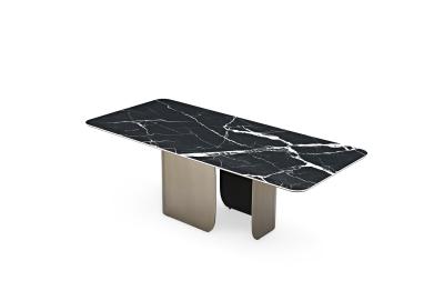 China Rectangle Restaurant Marble Metal Dining Table And Chair Set For Restaurant for sale