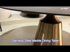 brushed champagne base stainless steel marble dining table home furniture