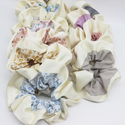 China Scrunchies Customize Wholesale Hair Accessories Flowers Scrunchies Elastic Hair Bands Soft Hair Ties Fabric Scrunchies For Girls for sale