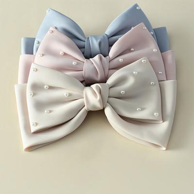 China European and American style wholesale hair clip Haohan accessories for pretty woman pearl hair clip bow hair cut Korean style bow for sale