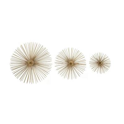 China Rustic Metal Wall Sculpture 3 Piece Set Silver Star Burst Metal Wall Decoration for sale