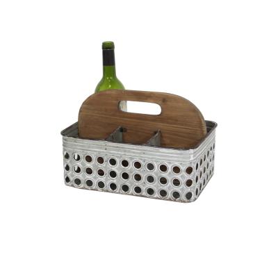 China Sustainable Wholesale Party Metal Bar Beer Rack Galvanized Unique Wine Rack Basket With Handle for sale