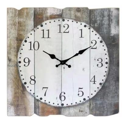 China Custom Antique Wooden Home Decor Wall Clock Farmhouse Style Wooden Wall Clock For Living Room for sale