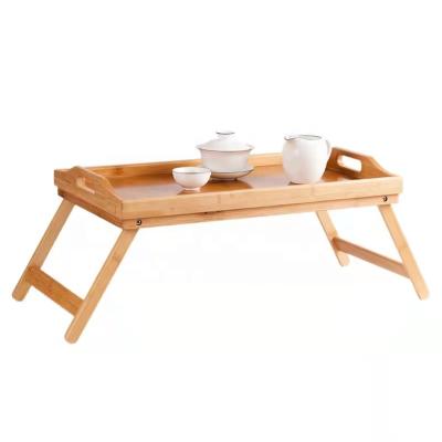 China Eco-Friendly Bamboo Wooden Bed Tray Or Breakfast Serving Tray With Leg for sale