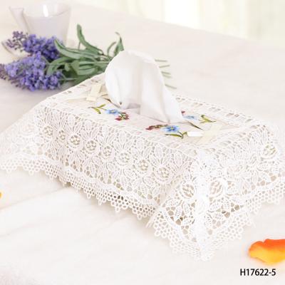 China Embroidery / Lace Decorative Embroidered Lace Tissue Box Case Cover For Living Room And Car for sale