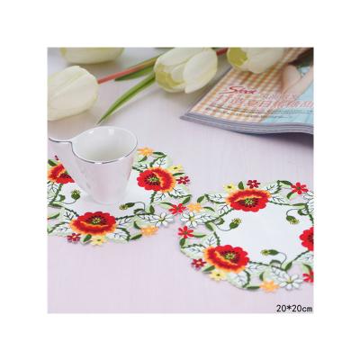 China Colorful Stocked Lace Embroidery Design Table Mat Place Mat Doily For Dining Table for sale