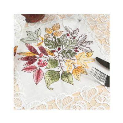 China Lace Place Mat Decorative Embroidered Linen Placemat Decorative Linen Dining Table Mat for sale