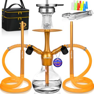 China Aluminum Shisha Hookah With 2 Hose Ceramic Bowl Tongs Full Traditional Hookah for sale