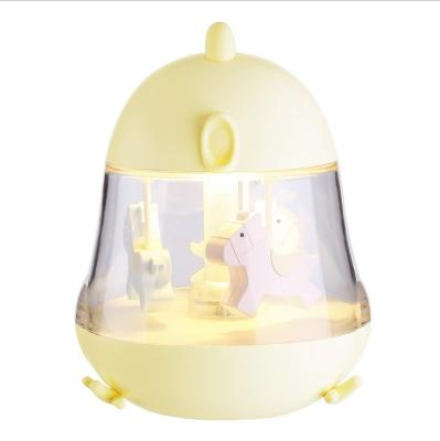 China Customized Cute Blue Night Lamp Night Light Spinning Toys Add Logo Carousel Music Box For Kids Rechargeable Sleep Lamp for sale