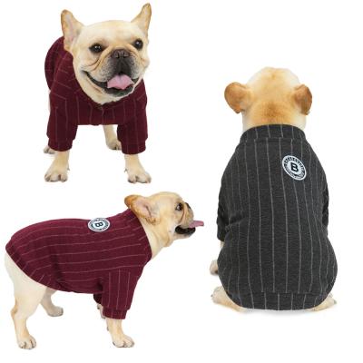 China Autumn Striped Baseball Sweater Circular-Neck Handsome British Cotton Fashion Style 100% Custom OEM Pet Clothes Dogs Sweaters Wholesale for sale