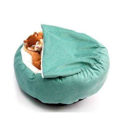 China Mechanical Washing Cat Bed Soft And Comfortable Four Seasons Pet Protection Nest Cover Integrated Shell Shape Creative Pet Cat Nest Plush Cover for sale