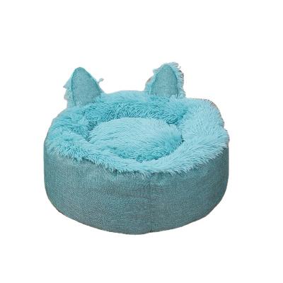 China Big Cat Ear Washable Design Wash Cushion Life Sofa Pet Bed Washable Plush Mechanical Fabric PP Composite Cotton Fancy Pet Bed for sale