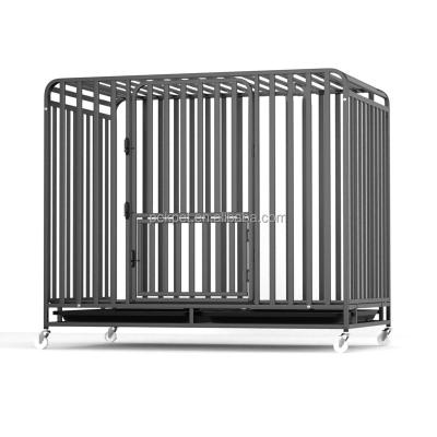 China Large Breathable Metal Pet Kennel Dog Cage Outdoor Indoor Crate With Tray And Wheels for sale