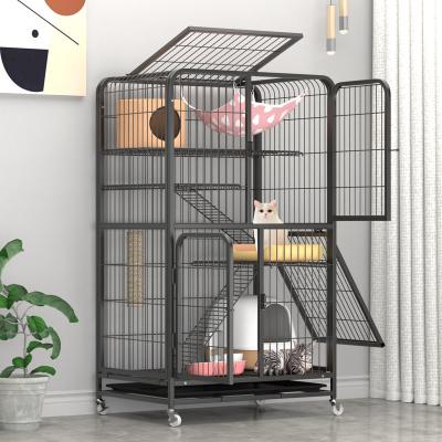 China Breathable Wholesale Three Storey Reinforced Metal Pet Cage Cat Villa House for sale