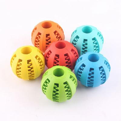 China Durable Custom Teeth Cleaning Durable Natural Rubber Pet Chew Ball Treat Food Dog Toy for sale