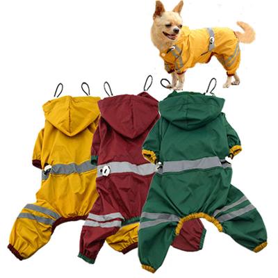 China Wholesale Adjustable Reflective Portable Hooded Quadruped Pu Dog Raincoat Jacket Raincoat Clothes for sale