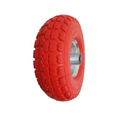 China 4.80/4.00-8 Trolley Freestanding Caster Plate High Quality Industrial Polyurethane Driving PU Shape Wheel for sale