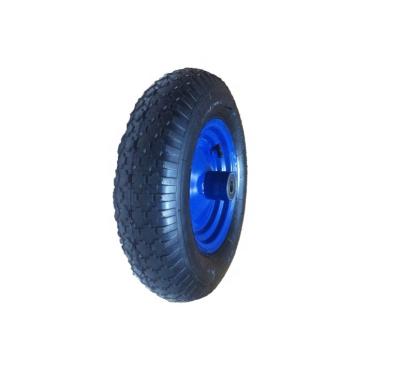 China Pneumatic Pneumatic Rubber Wheel with Steel Rim Manufacturing Air Barrow Inner Tube 4.00-8 Rubber Inch and 16 Ball Bearing for sale