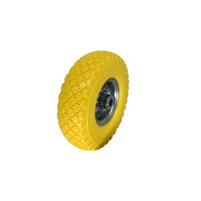 China 3.0-4 Non-Inflatable Non-Inflation Solid Polyurethane Foam Rear Wheel PU Foamed Wheel Barrow Tire 10 Inch for sale