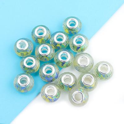 China Resin 14mm Big Hole Crystal Beads For Snake Chain Bracelet, Big Hole Spacer Beads for sale