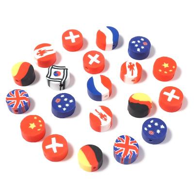 China 50PCS/Bag 10mm Hot Selling Soft Clay Sprinkles Soft Pottery National Flag For Mud Decoration Beads For Jewelry Making for sale